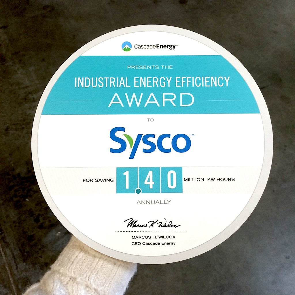 Cascade Energy creates a Plywerk Award for Sysco!